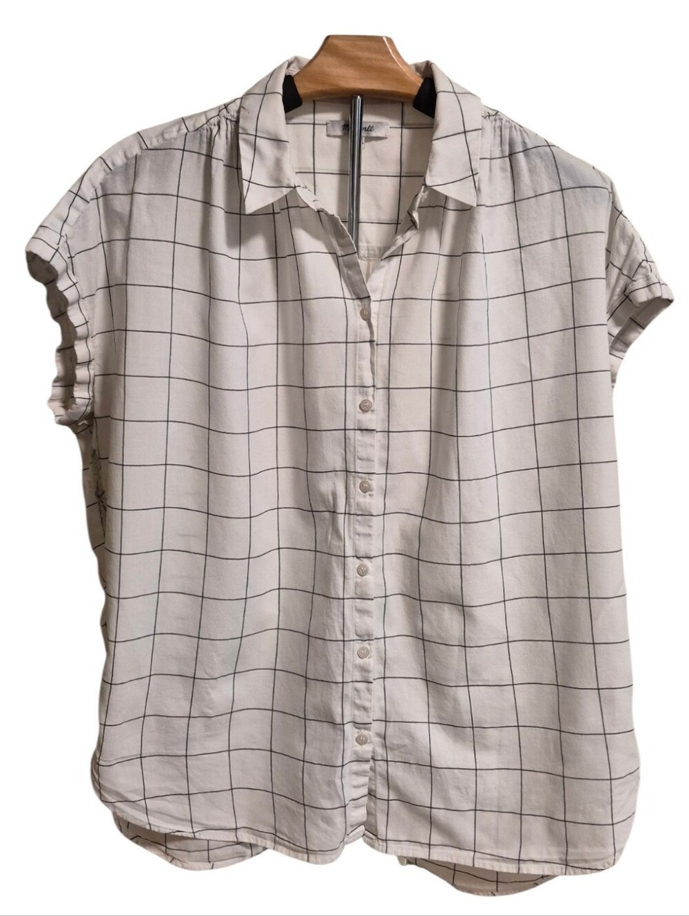 Cozy, Oversized Madewell Central Shirt in Windowpane Plaid - Size Medium